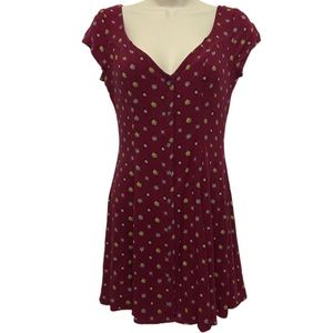 Hollister Women’s cross back patterned burgundy button front dress